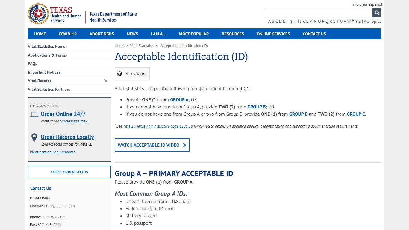 Acceptable Identification (ID) - Texas